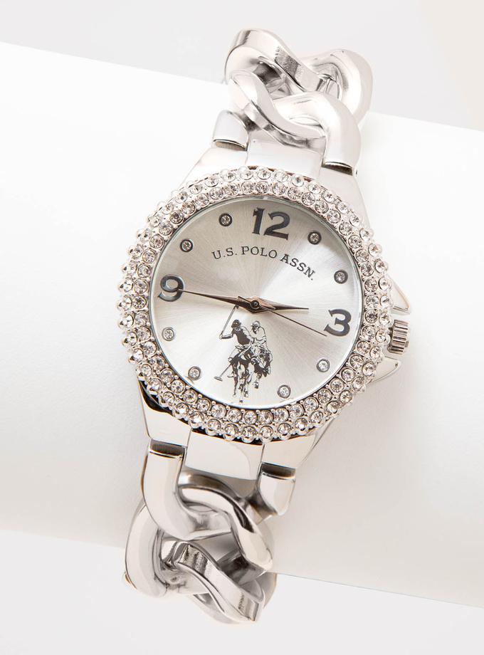 USPA LADIES SILVER EMBELLISHED CHAIN WATCH Best Seller