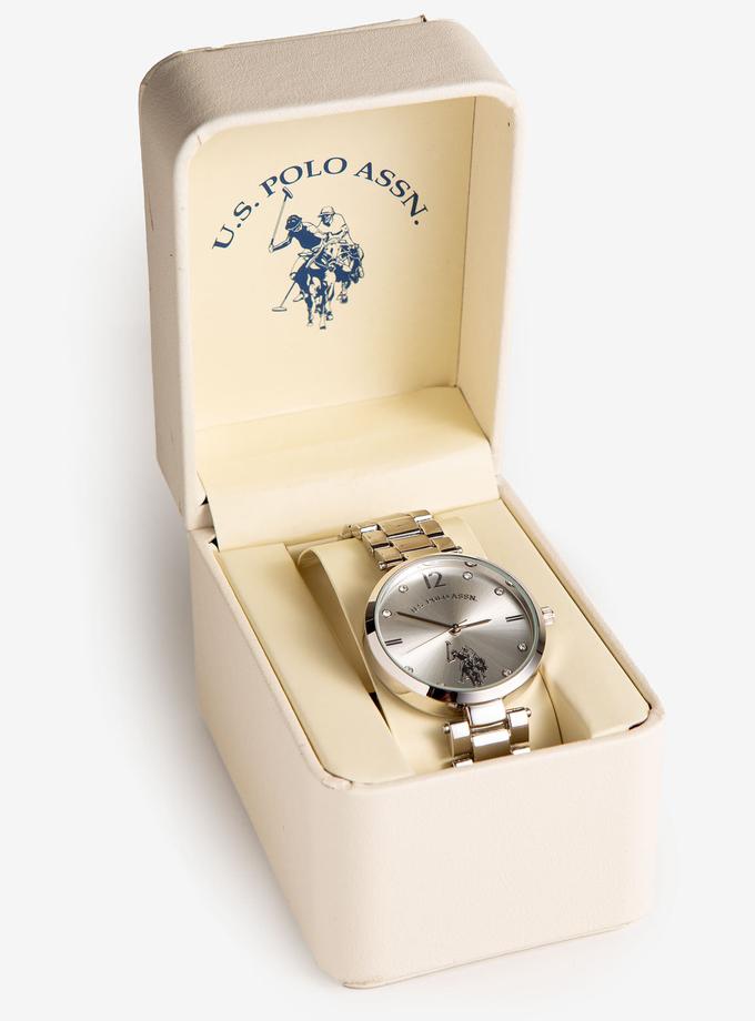 USPA Ladies Silvertone Bracelet Watch with Silver Dial For Sale