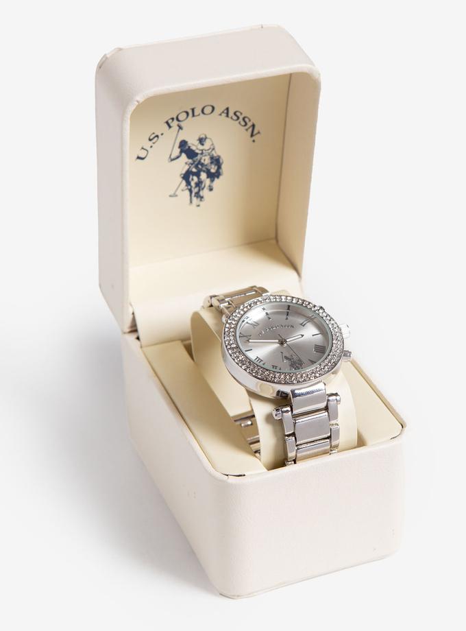 USPA LADIES SILVERTONE WATCH WITH CRYSTALS Best Seller