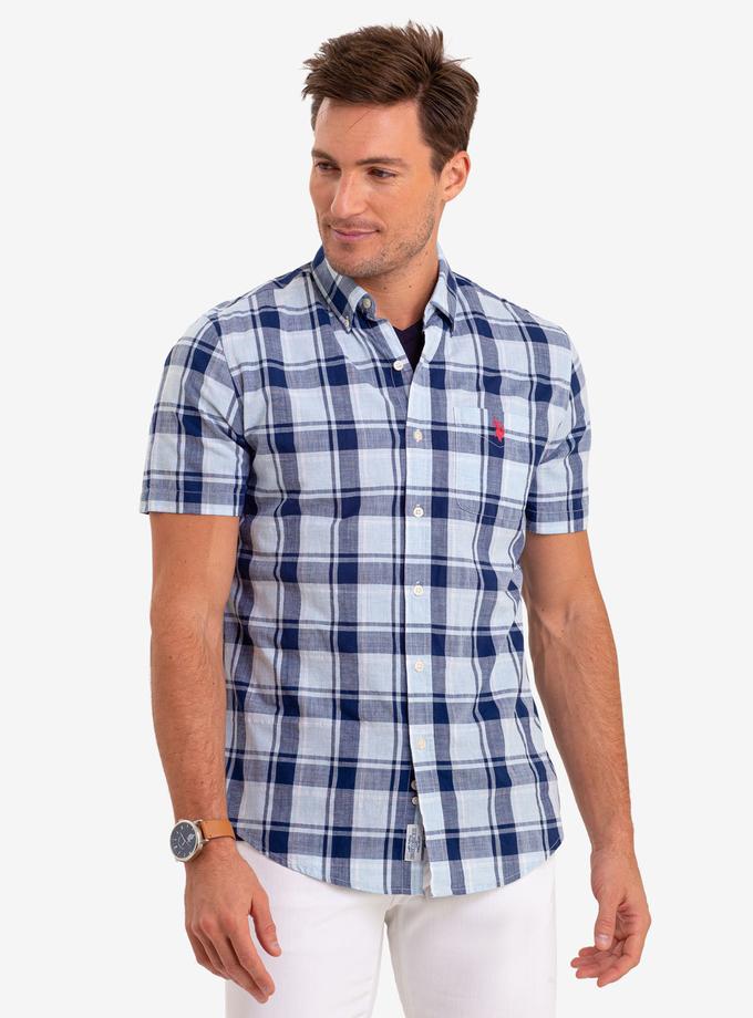 USPA LARGE MADRAS PLAID SHORT SLEEVE SHIRT For Sale