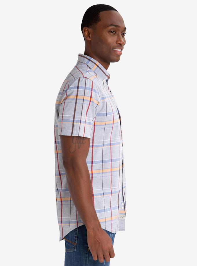 USPA LARGE PLAID HEATHER POPLIN SHIRT On Sale