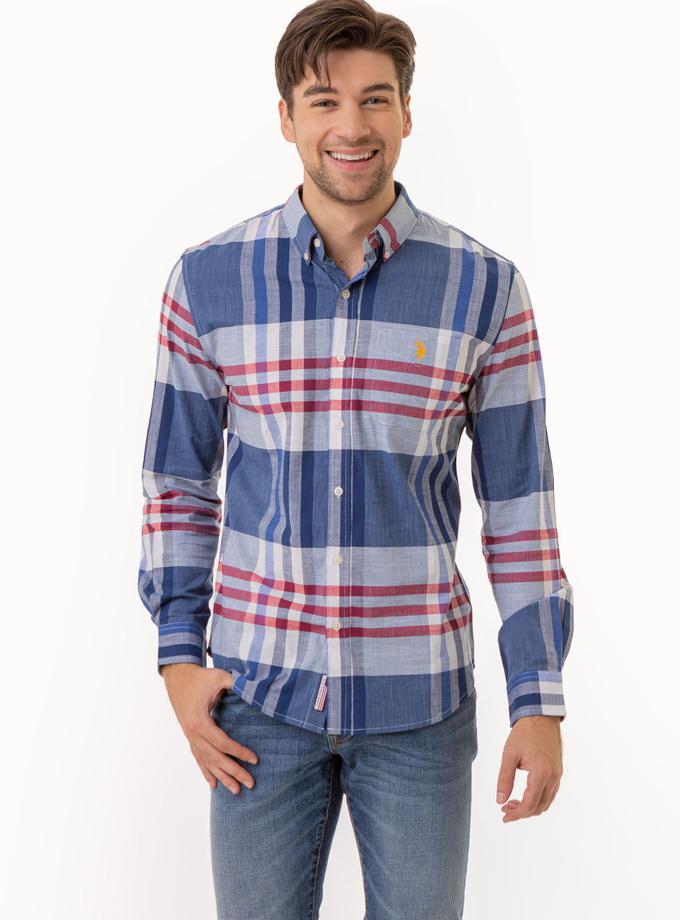 USPA LARGE PLAID LONG SLEEVE WOVEN SHIRT High Quality