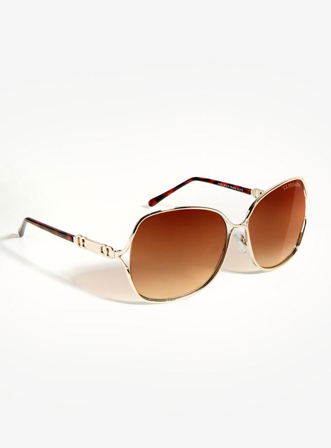 USPA LARGE RECTANGULAR METAL SUNGLASSES On Sale