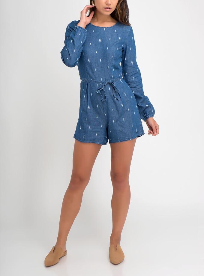 USPA LIGHTWEIGHT DENIM LONG SLEEVE ROMPER Free shipping