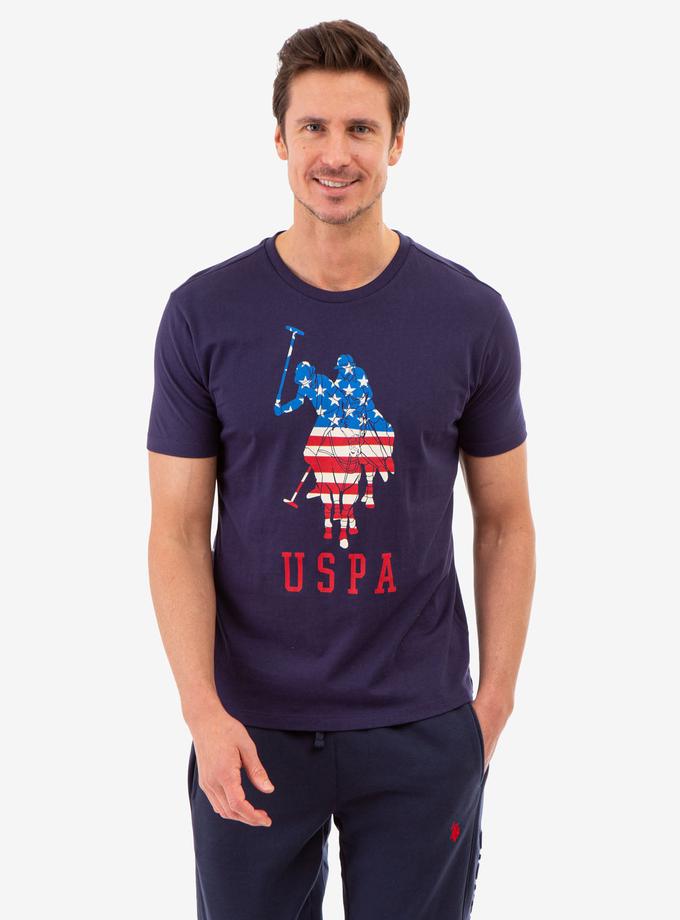 USPA LOGO FLAG PRINT CREW NECK T-SHIRT Same Day Delivery