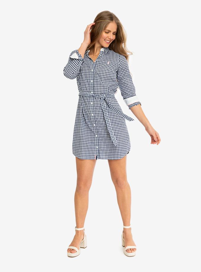 USPA LONG SLEEVE GINGHAM SHIRT DRESS Same Day Delivery