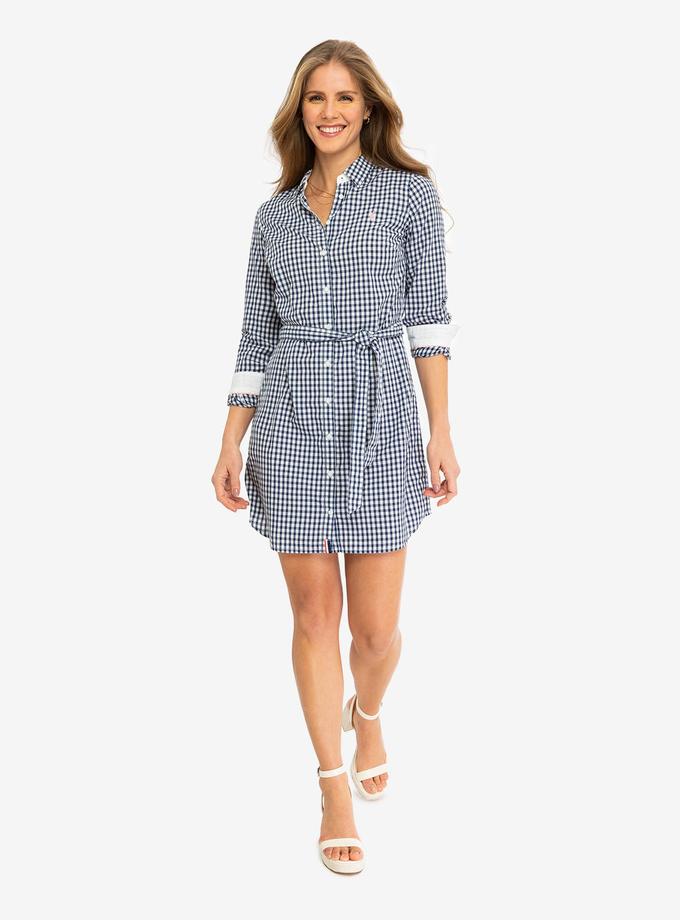 USPA LONG SLEEVE GINGHAM SHIRT DRESS Same Day Delivery