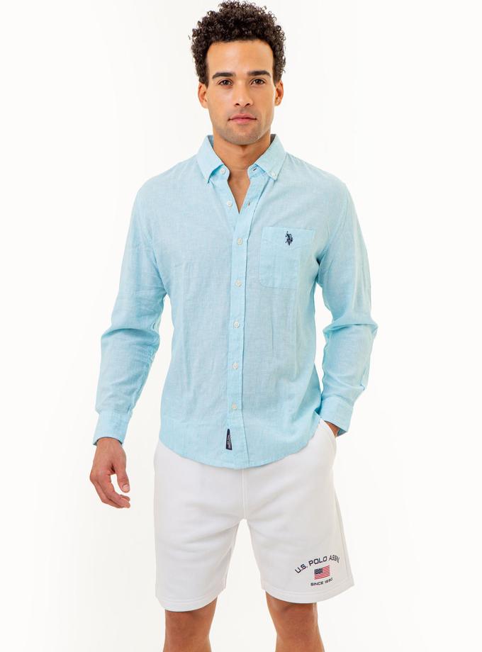 USPA LONG SLEEVE LINEN YARN DYE STRIPED SHIRT On Sale