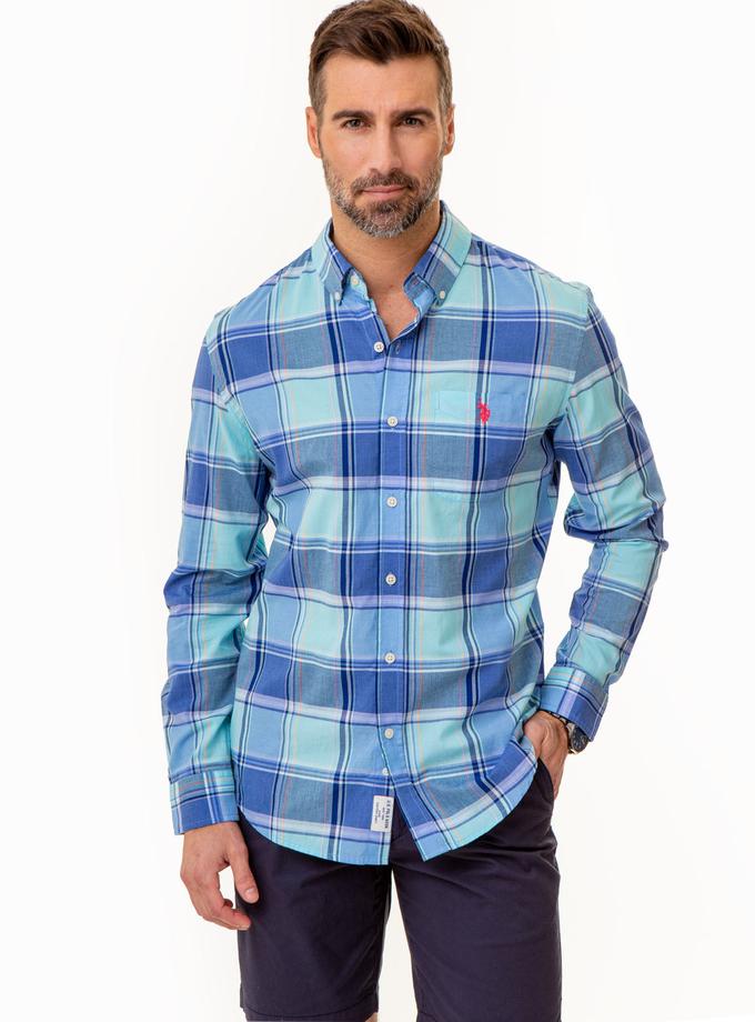 USPA LONG SLEEVE PLAID MADRAS WOVEN SHIRT Same Day Delivery