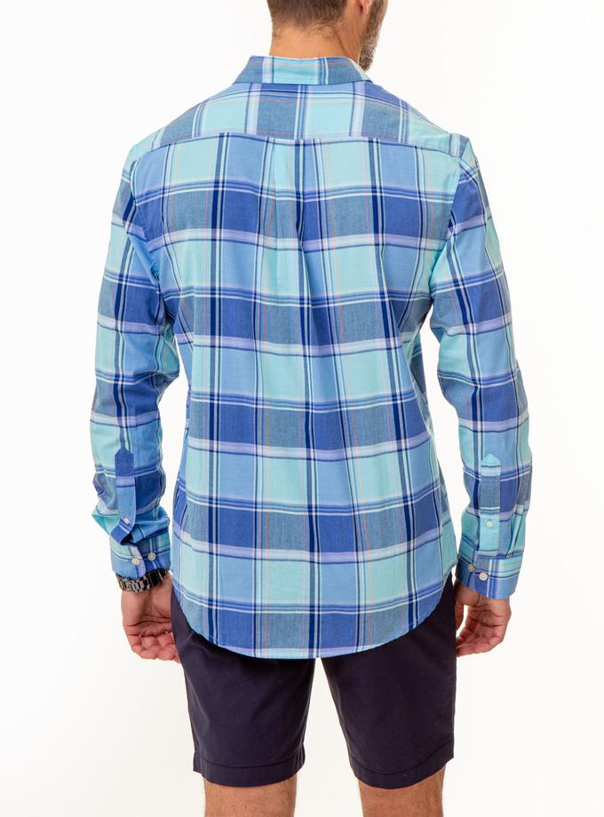 USPA LONG SLEEVE PLAID MADRAS WOVEN SHIRT Same Day Delivery