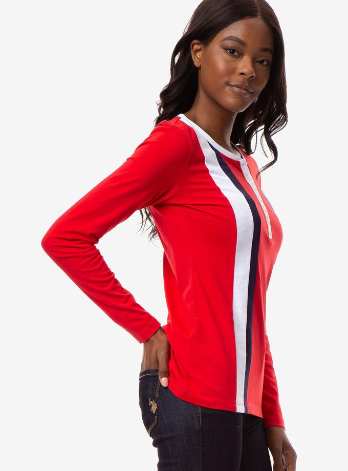 USPA LONG SLEEVE SCOOP NECK FLAG HENLEY Best Seller