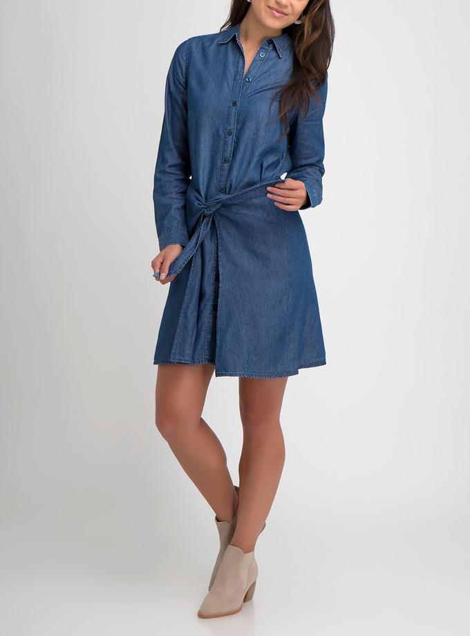 USPA LONG SLEEVE SKIRT WRAP DENIM DRESS Same Day Delivery