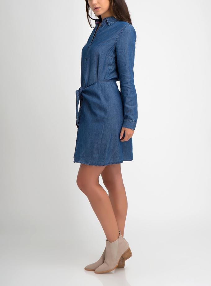 USPA LONG SLEEVE SKIRT WRAP DENIM DRESS Same Day Delivery