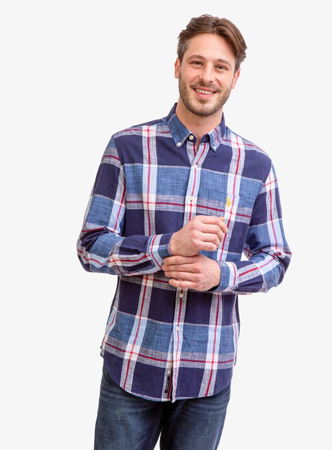 USPA LONG SLEEVE SLUB PLAID SHIRT Best Buy