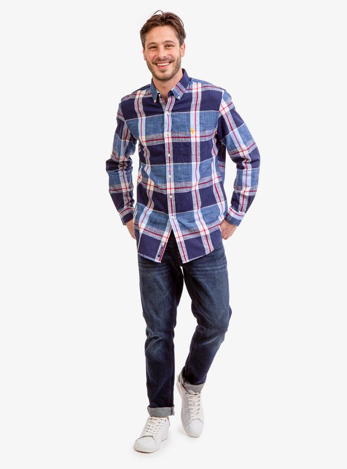 USPA LONG SLEEVE SLUB PLAID SHIRT Best Buy