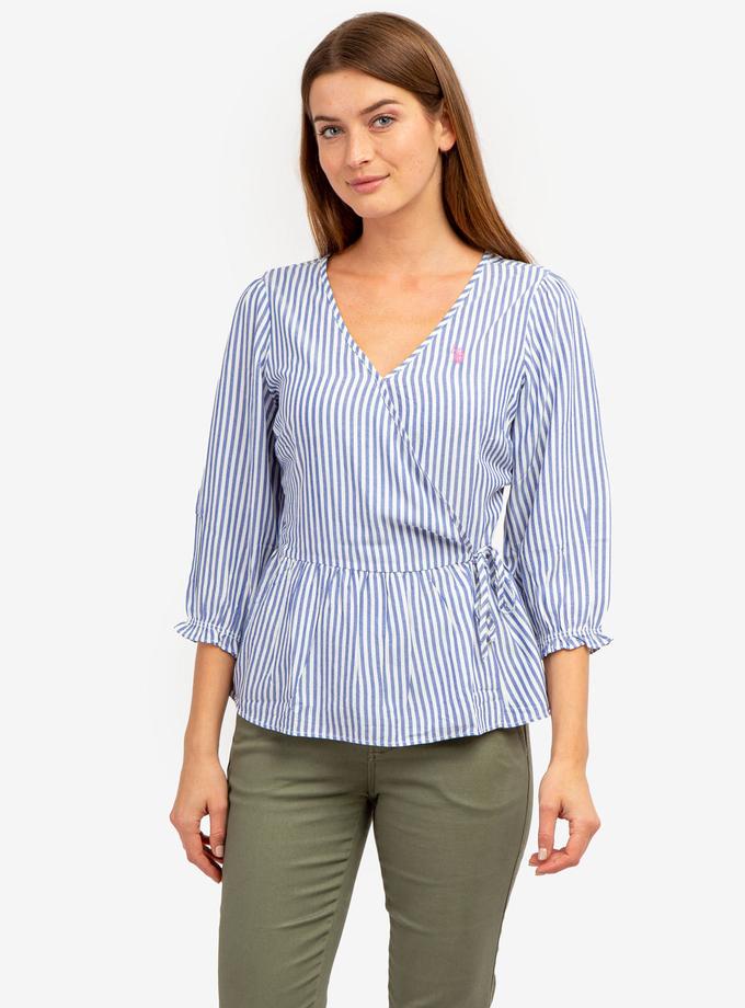 USPA LONG SLEEVE STRIPED WRAP TOP Same Day Delivery