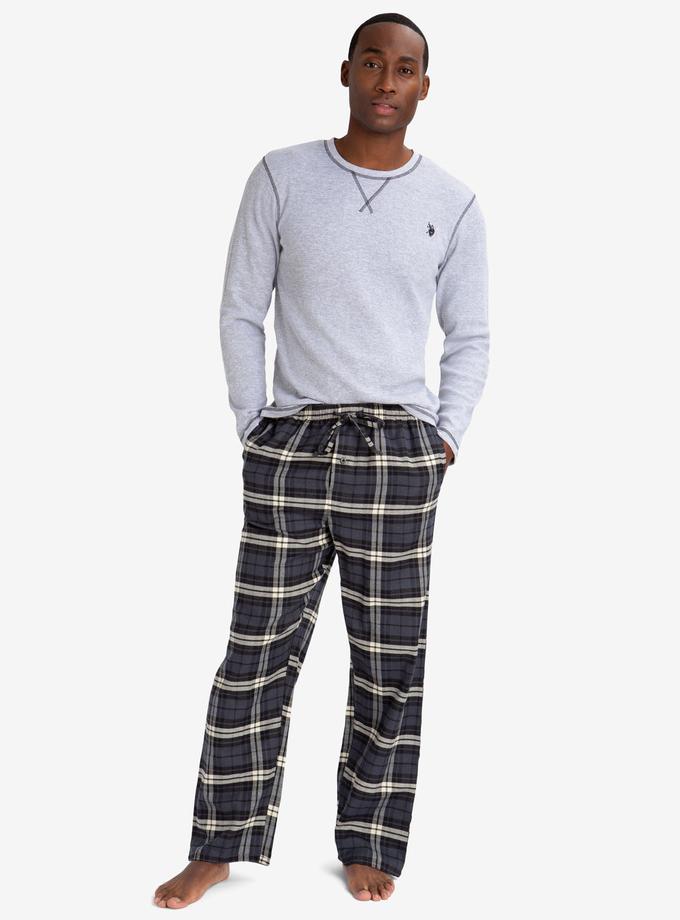 USPA LOUNGE  SET: THERMAL TOP & PLAID PANTS New Arrival