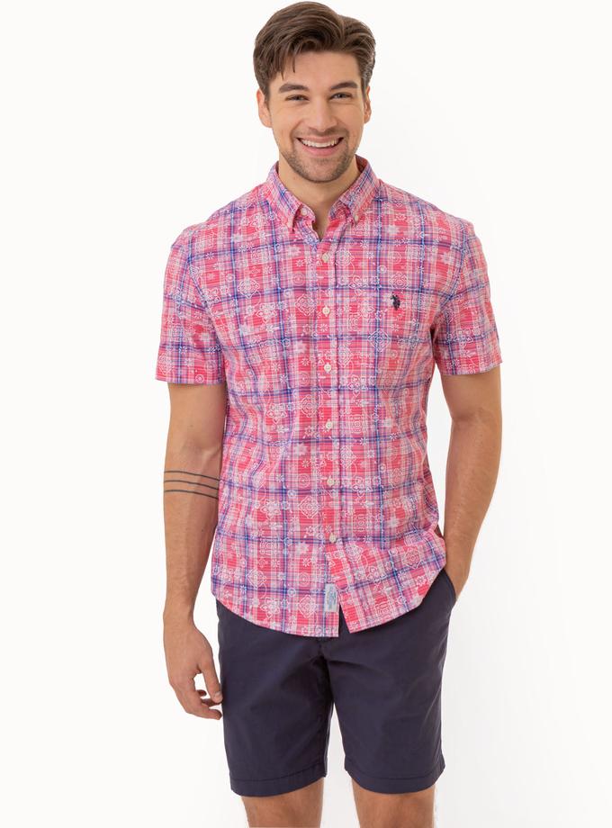 USPA MADRAS FLORAL PLAID PRINT SHIRT WITH POCKET Best Seller