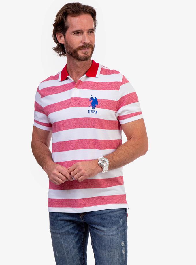 USPA MARLED PIQUE STRIPE POLO SHIRT Free shipping