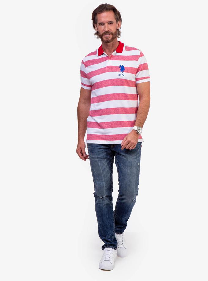 USPA MARLED PIQUE STRIPE POLO SHIRT Free shipping