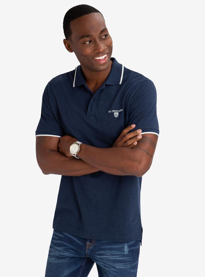 USPA MARLED YARN POLO SHIRT WITH EMBROIDERED CREST For Sale