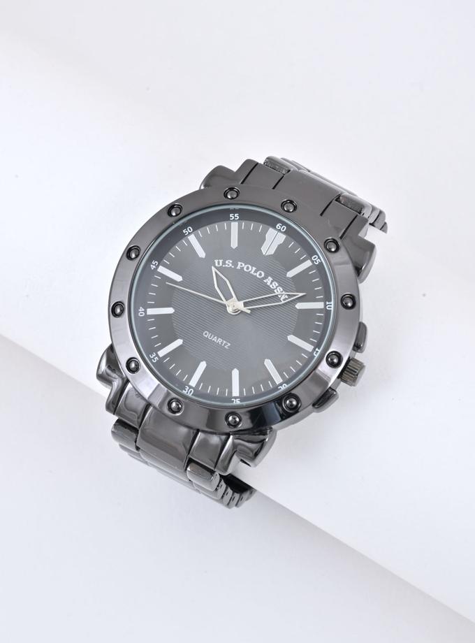 USPA MEN LARGE GUNMETAL ANALOG BRACELET WATCH Best Price