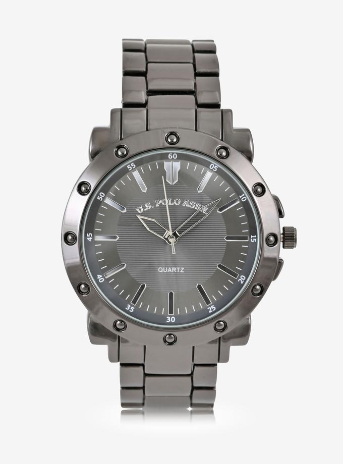 USPA MEN LARGE GUNMETAL ANALOG BRACELET WATCH Best Price