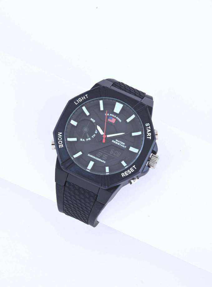 USPA MEN'S BLACK ON BLACK ANA DIGI SPORTS WATCH High Quality