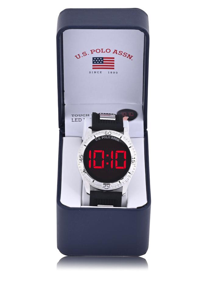 USPA MEN'S BLACK RUBBER AND SILVER LINK LED WATCH High Quality