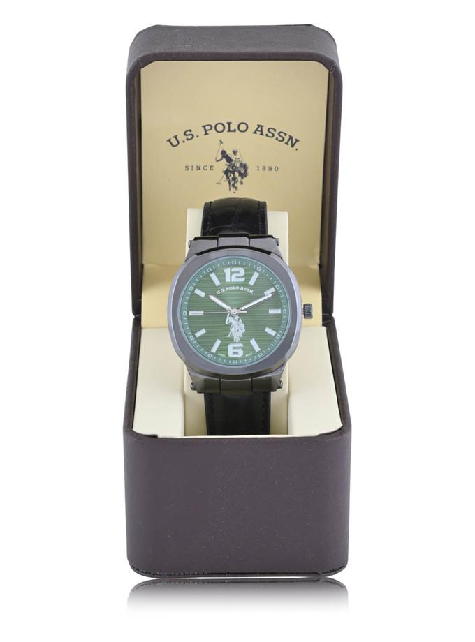 USPA MEN'S BLACK STRAP WITH GREEN DIAL ANALOG WATCH Free shipping