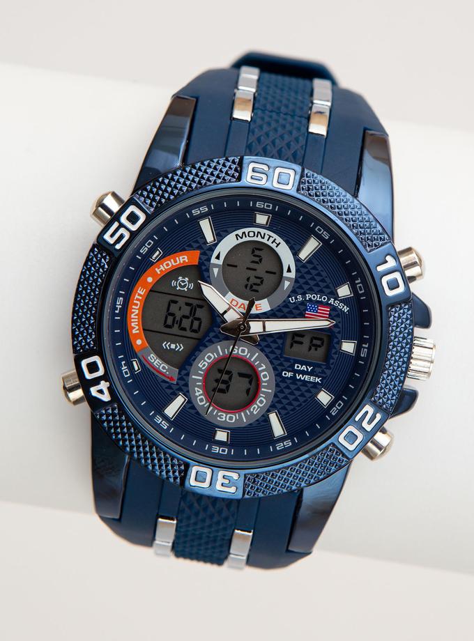 USPA MEN'S BLUE ANA DIGI SPORT WATCH On Sale