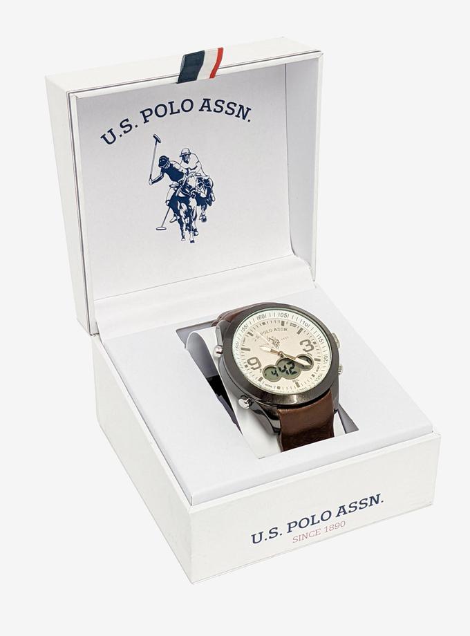 USPA MEN'S BROWN STRAP ANA DIGI WATCH Best Buy