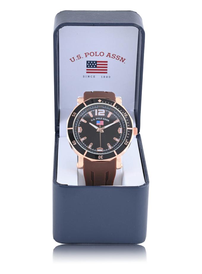 USPA MEN'S BROWN STRAP AND BLACK DIAL WATCH Free shipping