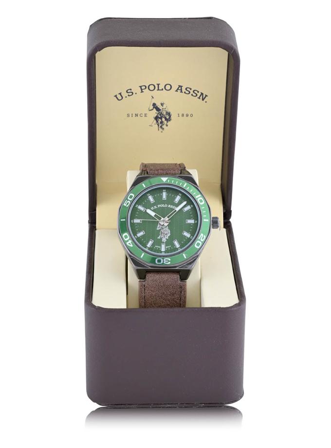 USPA MEN'S BROWN STRAP WITH GREEN DIAL ANALOG WATCH New Arrival