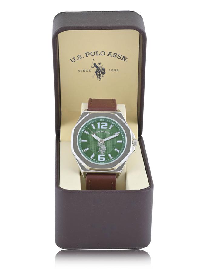 USPA MEN'S BROWN STRAP WITH SILVER CASE ANALOG WATCH Best Price