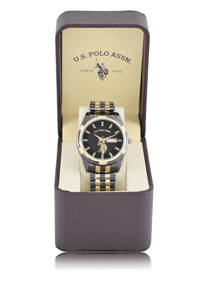 USPA MEN'S GOLD ACCENT LINK ANALOG WATCH Same Day Delivery