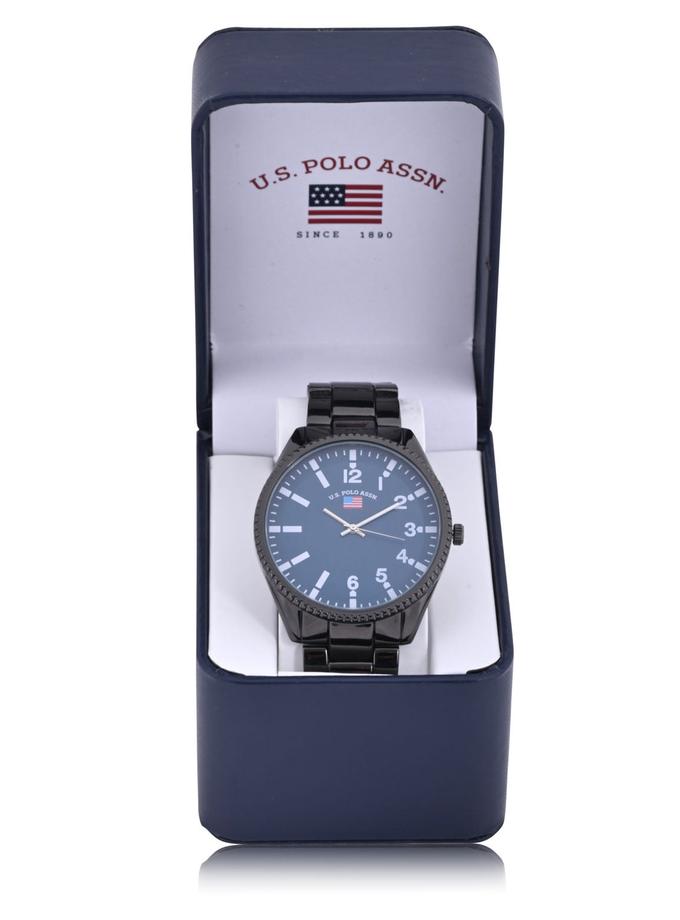 USPA MEN'S GUNMETAL BRACELET WATCH WITH NAVY DIAL Free shipping