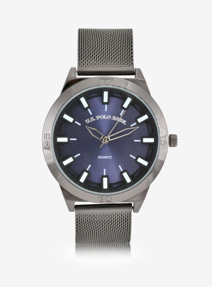 USPA MEN'S GUNMETAL MESH AND BLUE DIAL ANALOG WATCH Best Price