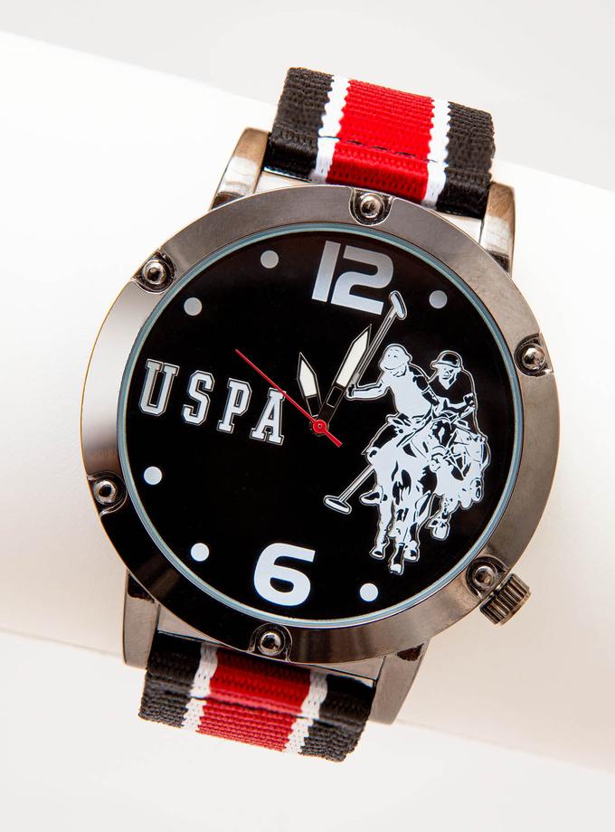 USPA MEN'S LOGO STRIPE STRAP WATCH Same Day Delivery