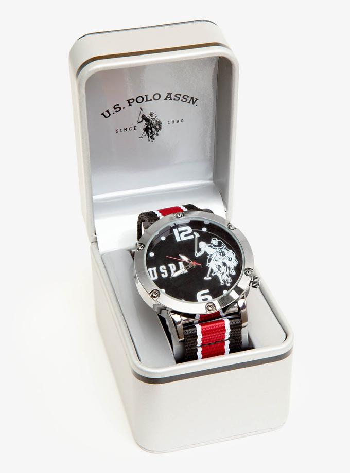 USPA MEN'S LOGO STRIPE STRAP WATCH Same Day Delivery