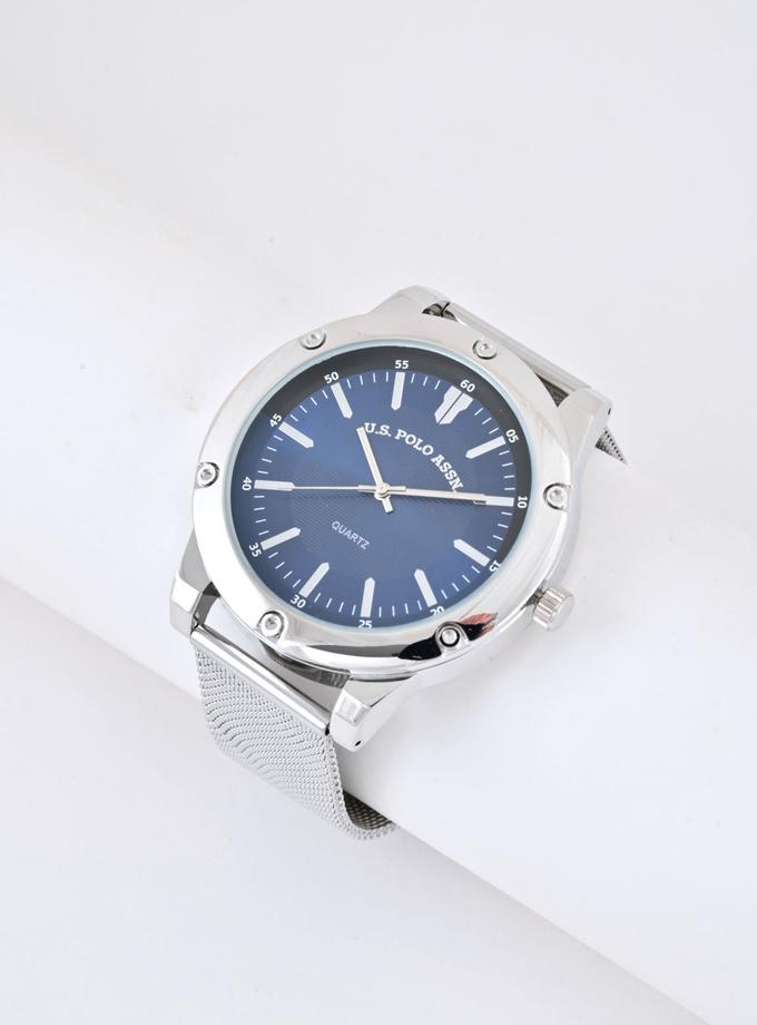 USPA MEN'S MESH BRACELET AND BLUE DIAL ANALOG WATCH Free shipping