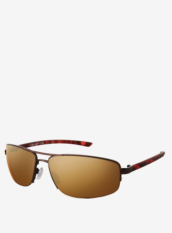 USPA MEN'S METAL RECTANGULAR WRAP SUNGLASSES For Sale