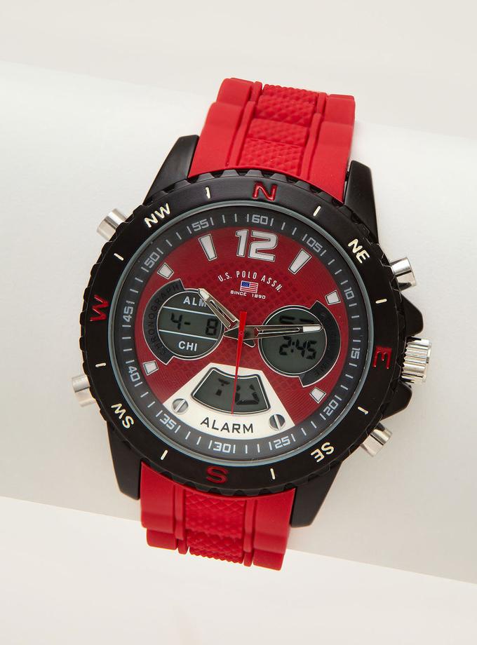 USPA MEN'S RED ANA DIGI SPORT WATCH Same Day Delivery