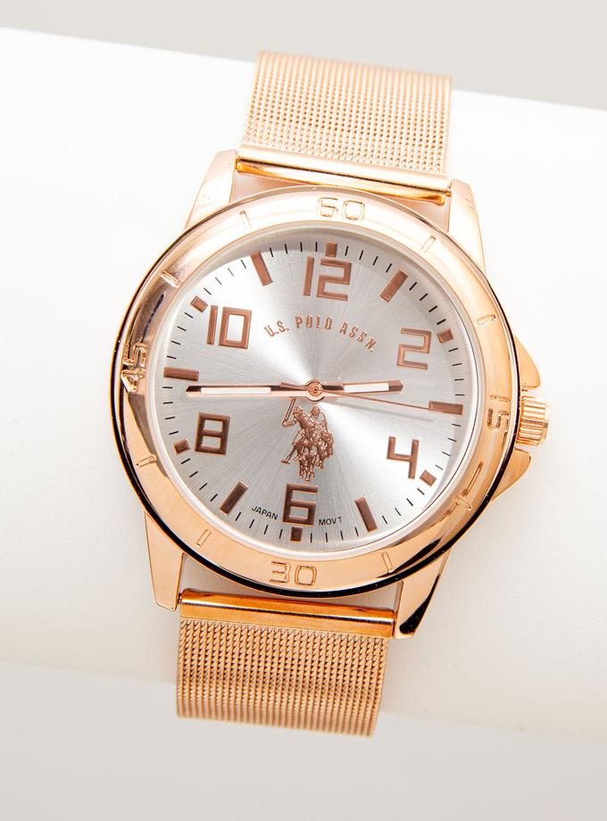 USPA MEN'S ROSE GOLDTONE MESH BRACELET WATCH Same Day Delivery