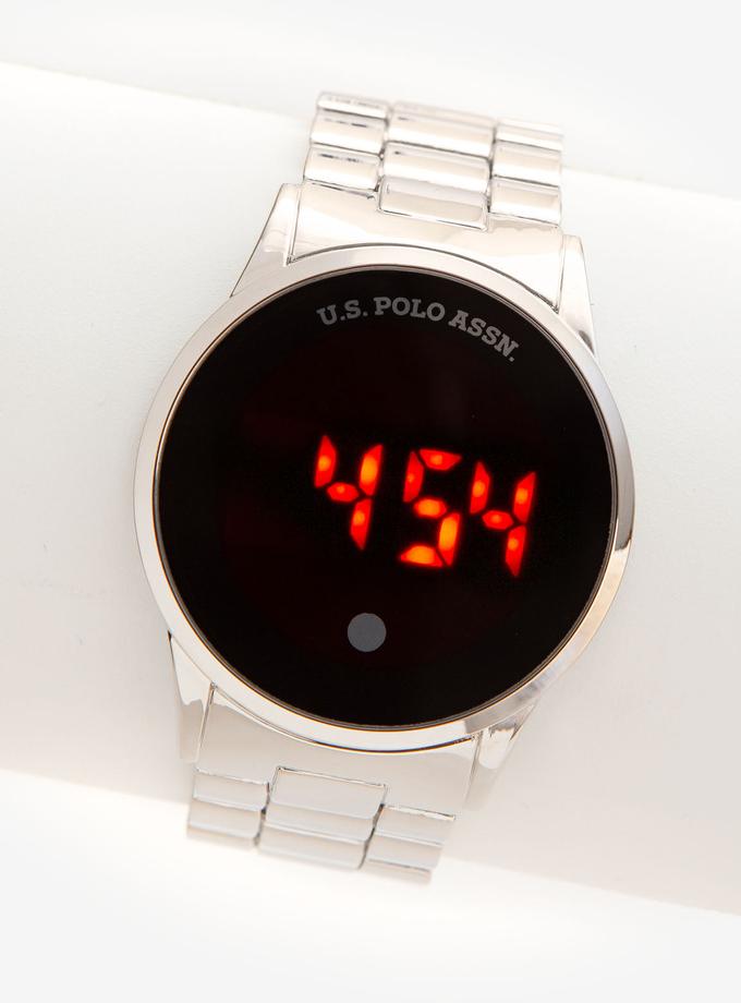 USPA MEN'S SILVERTONE LED WATCH For Sale