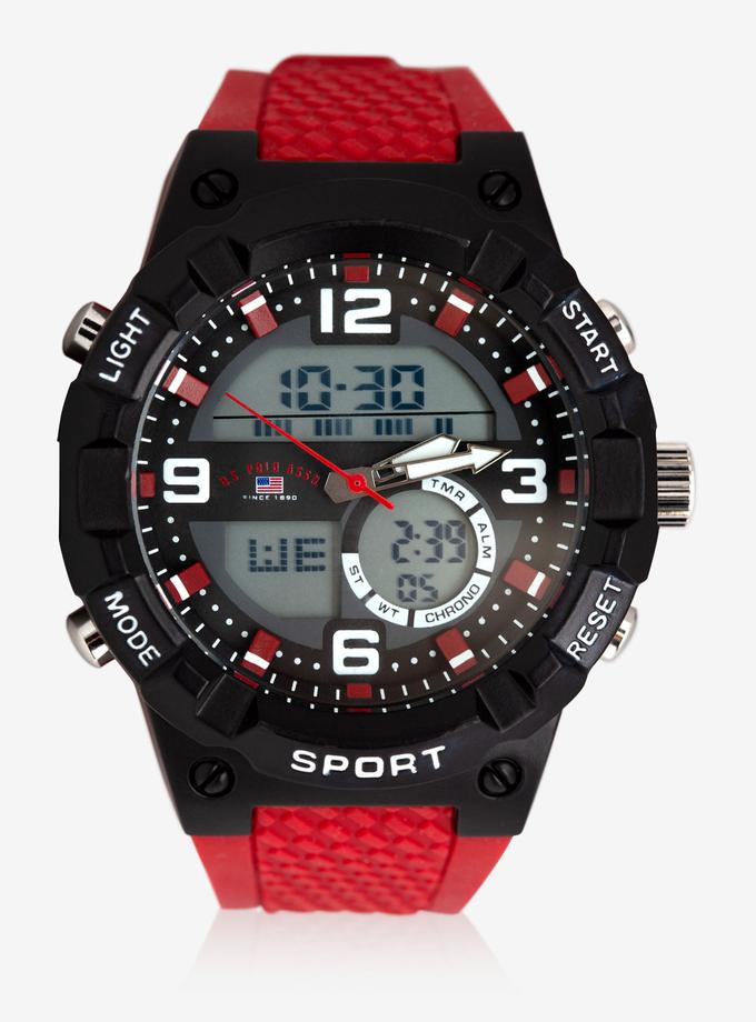 USPA MEN'S SPORT ANALOG-DIGITAL WATCH WITH RED STRAP Best Price