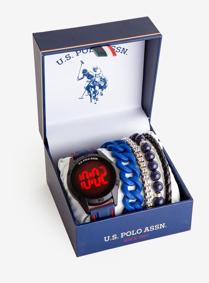 USPA MEN'S SPORT LED WATCH AND BRACELET SET Best Buy