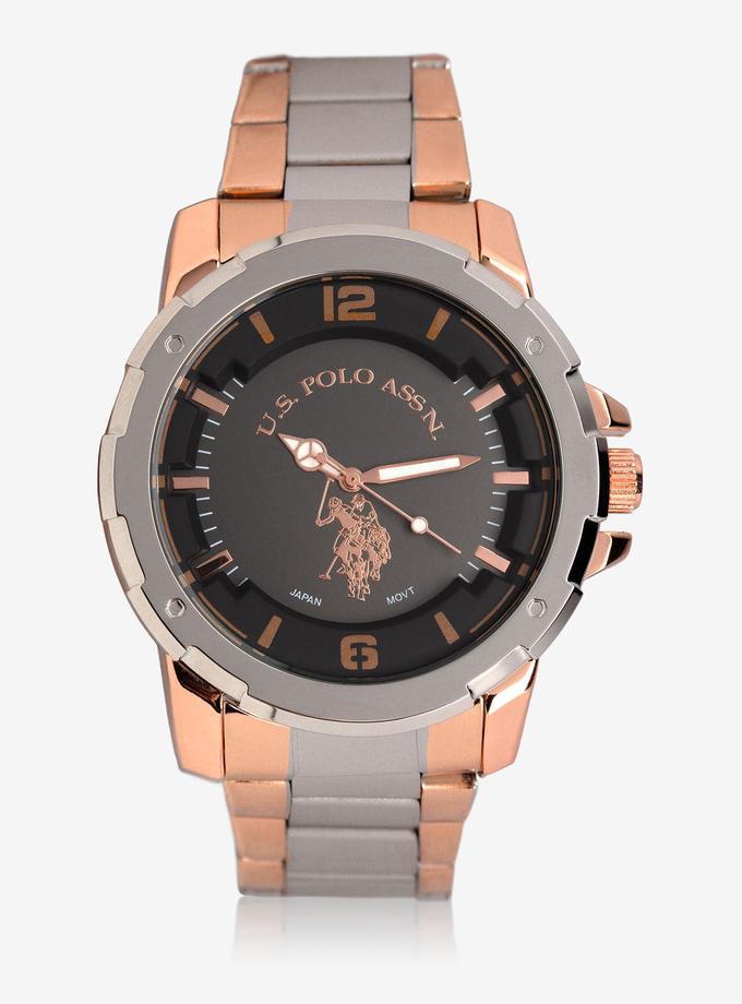 USPA MEN'S STAINLESS STEEL & ROSE GOLD TONE WATCH High Quality