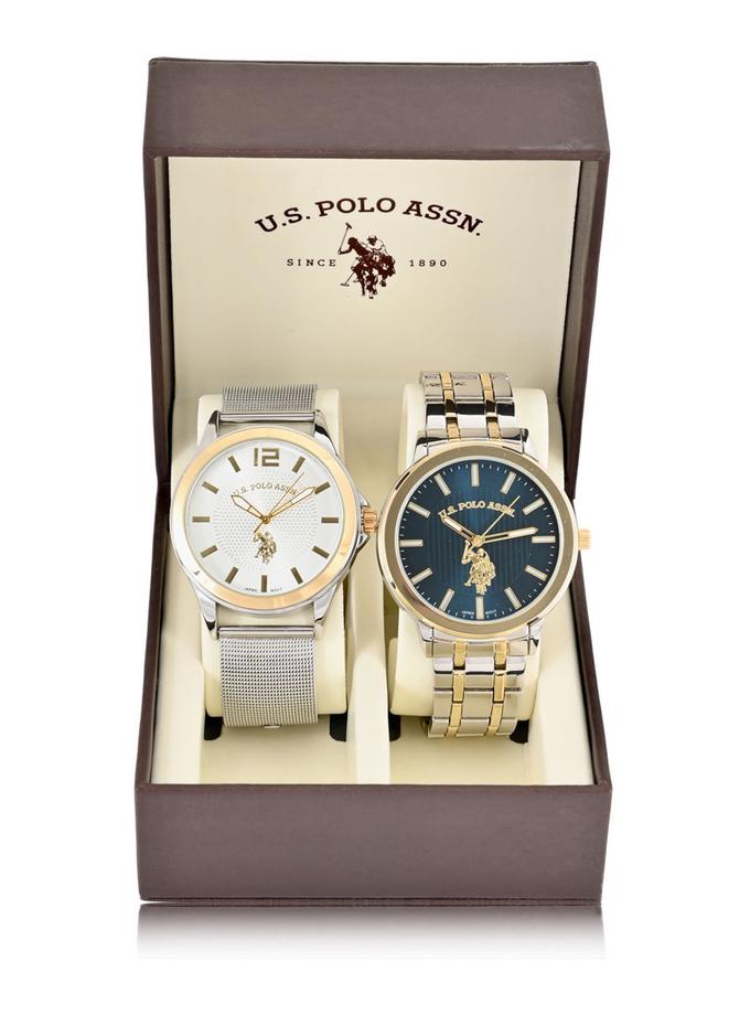 USPA MEN'S TWO TONE MESH AND BRACELET WATCH SET New Arrival