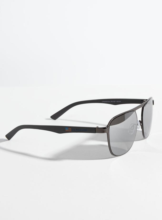 USPA MEN'S UPDATED RECTANGULAR METAL SUNGLASSES Same Day Delivery